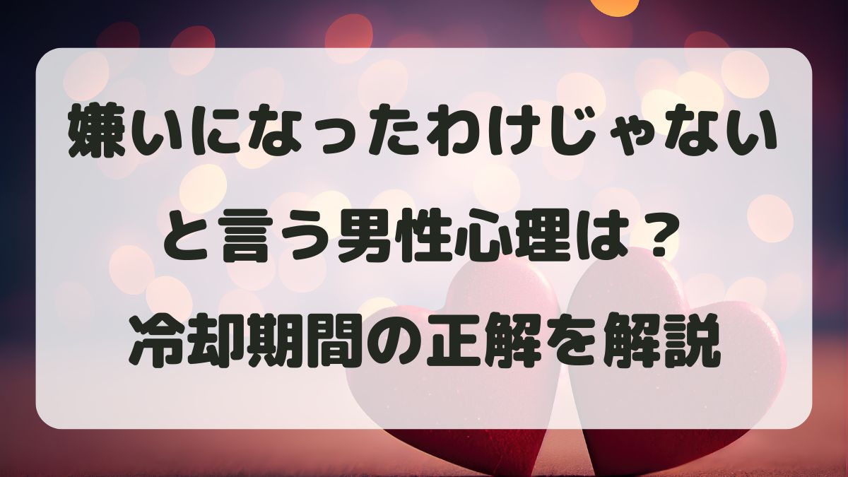 嫌いになったわけじゃないと言う男性心理は？冷却期間の正解を解説